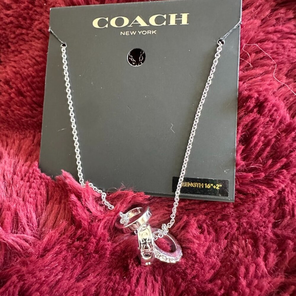 NWT! RARE! Coach CI902 Women's Signature Rondell Charm Necklace In Silver - Picture 2 of 5